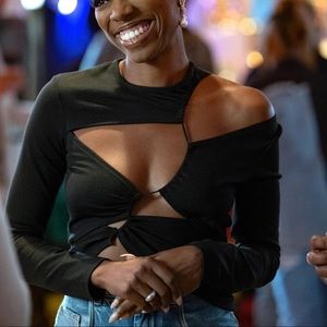 SID NEIGUM CUTOUT “TENSION” TOP, SZ M BLACK